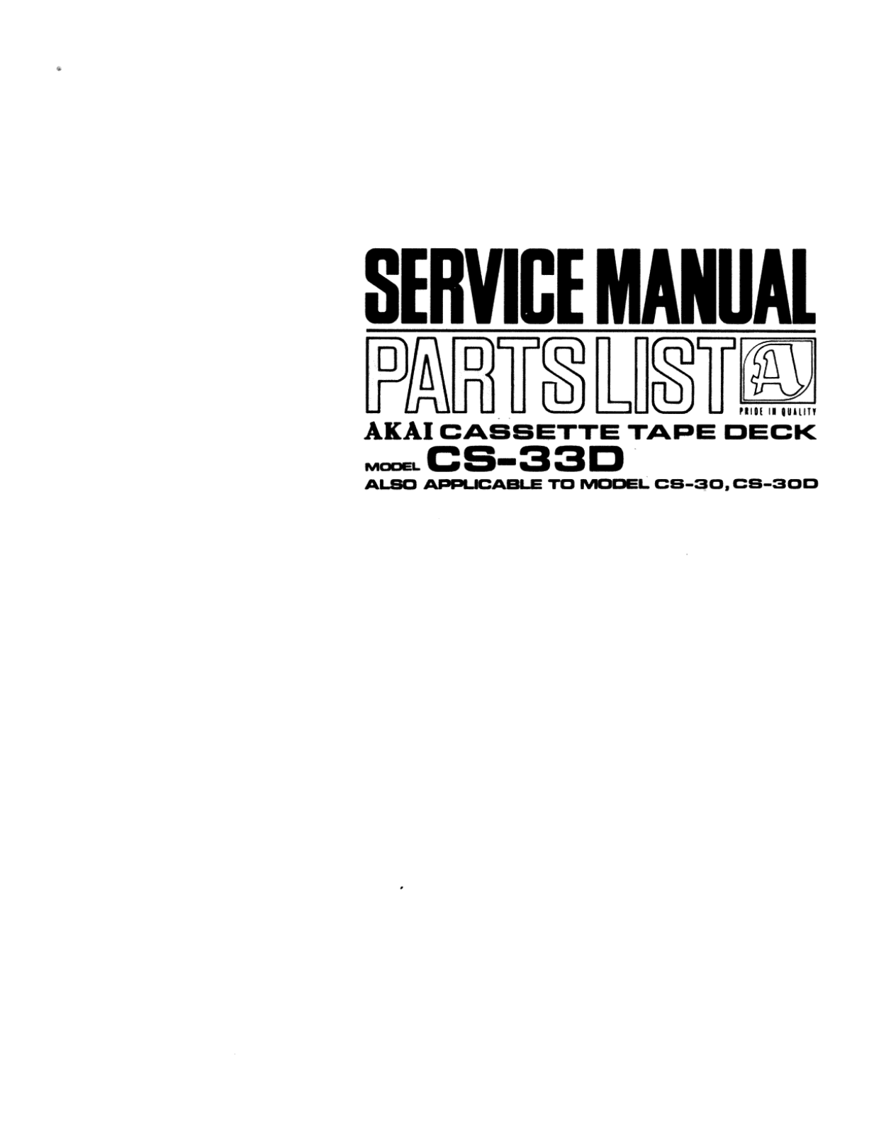 Akai CS 30D, CS33D, CS 30 Service Manual