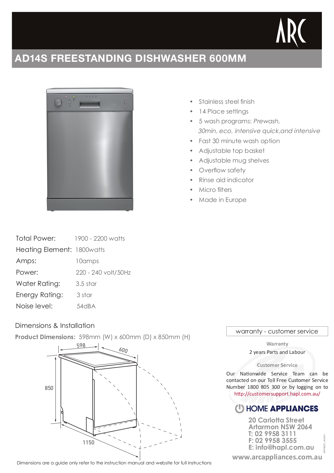 Arc AD14S User Manual