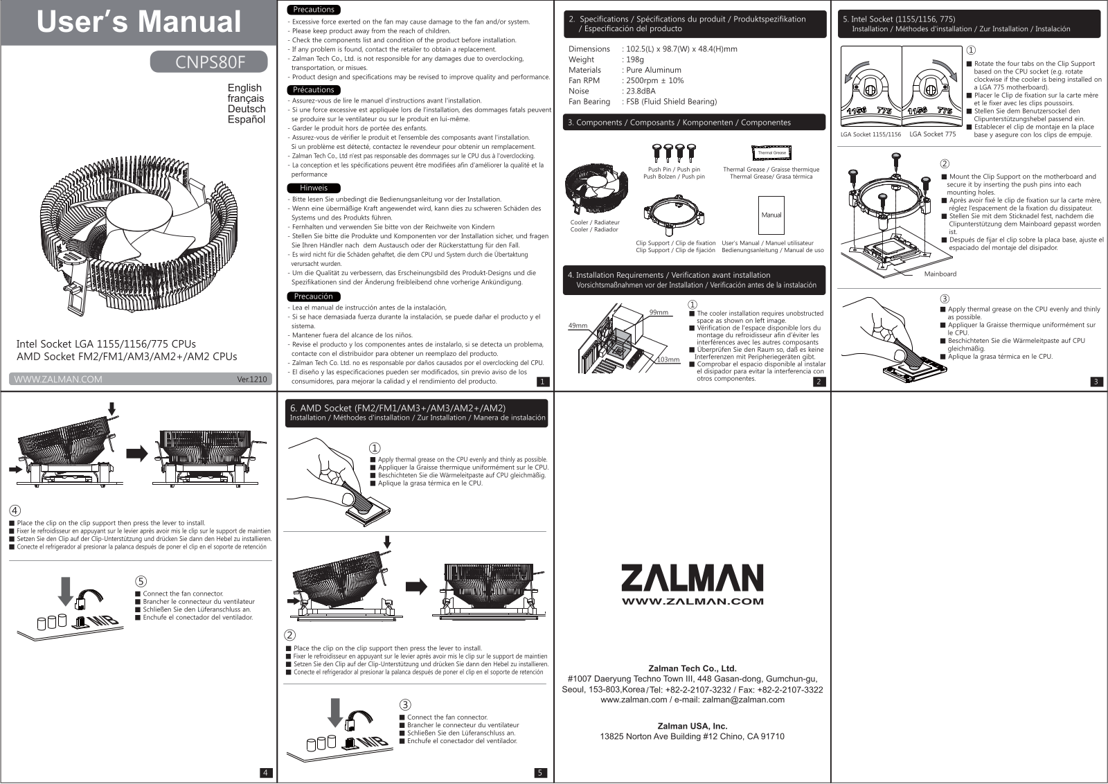 ZALMAN CNPS80F Manual