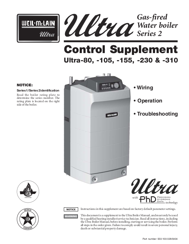 WeilMcLain Ultra80, Ultra 105 User Manual