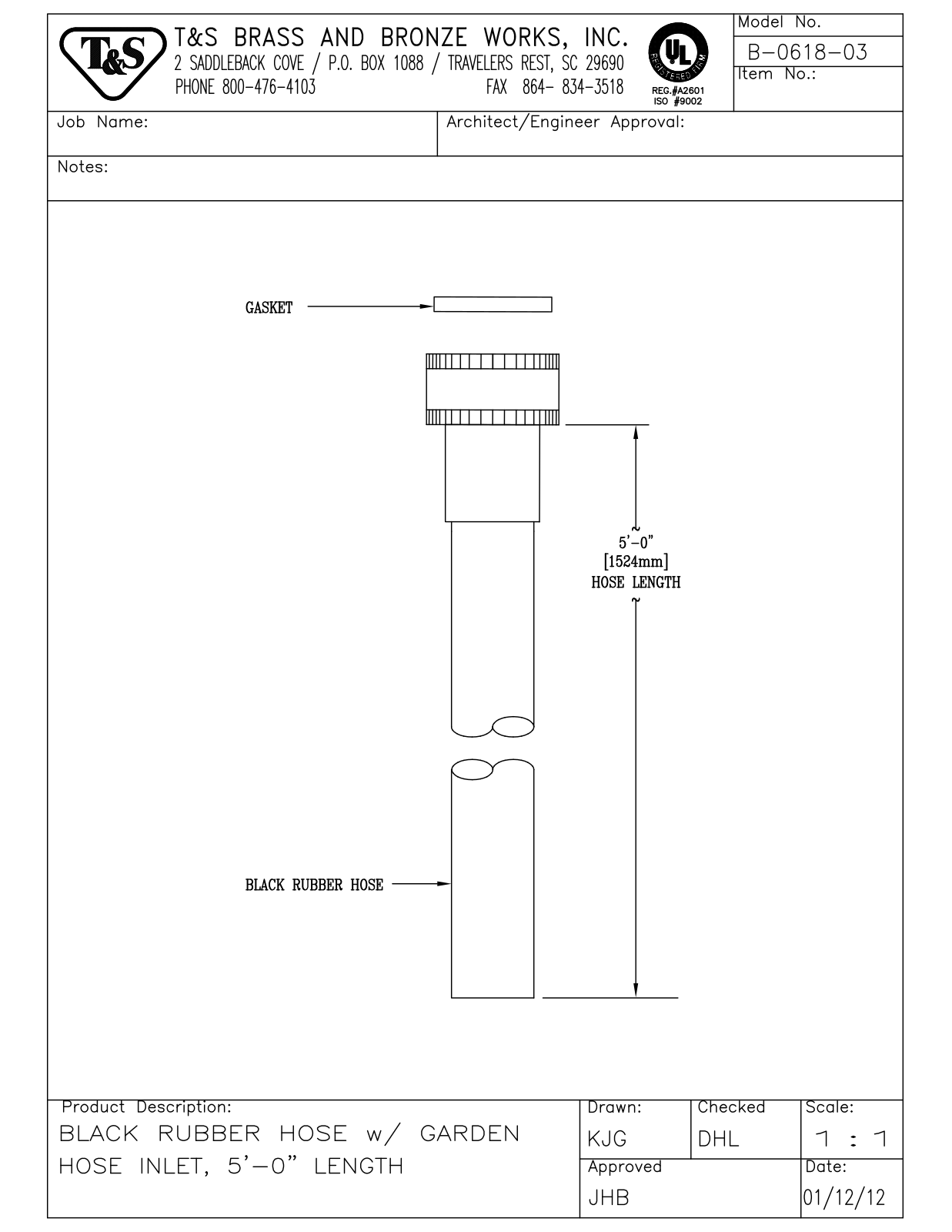 T&S Brass B-0618-03 User Manual