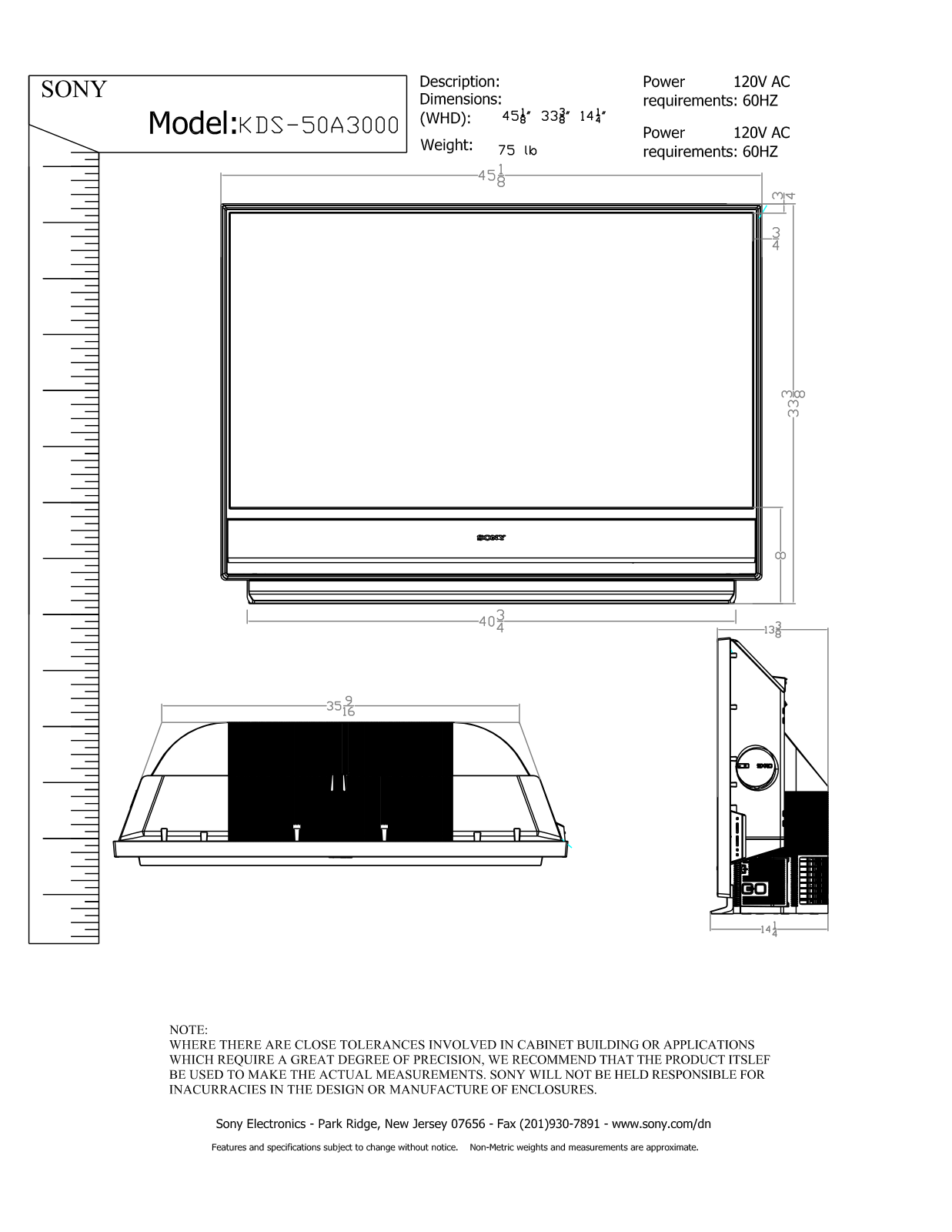 Sony KDS-50A3000 Users guide