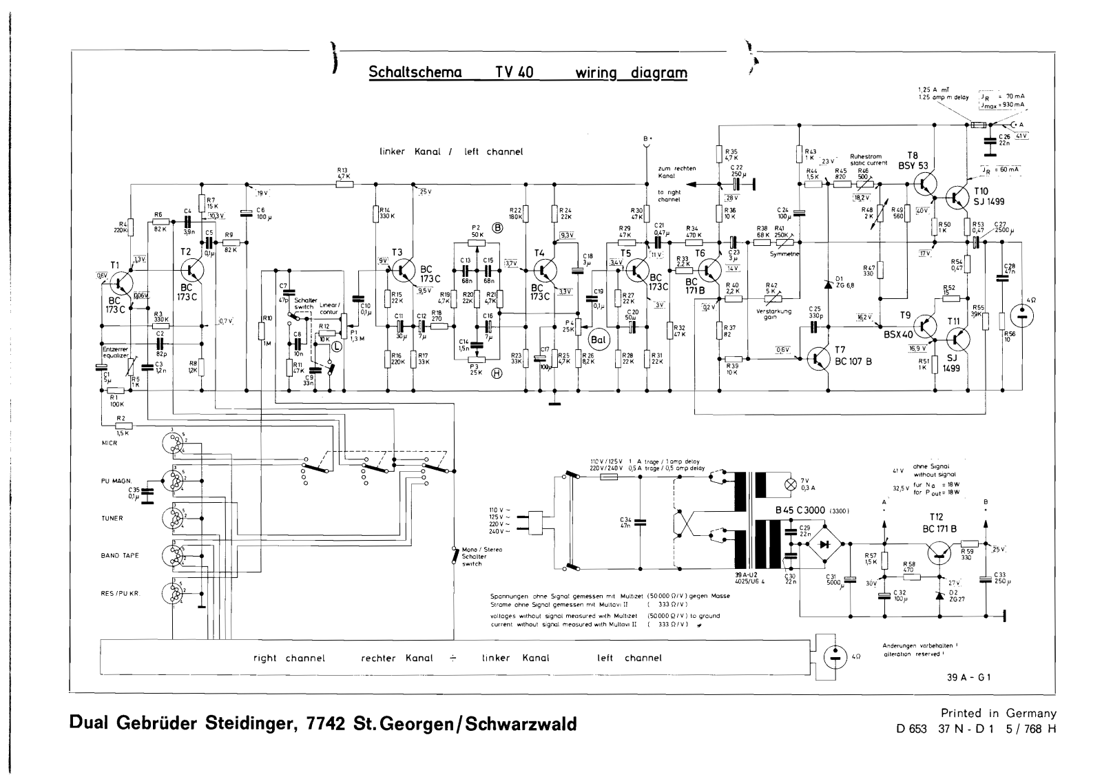 Dual TV-40 Schematic