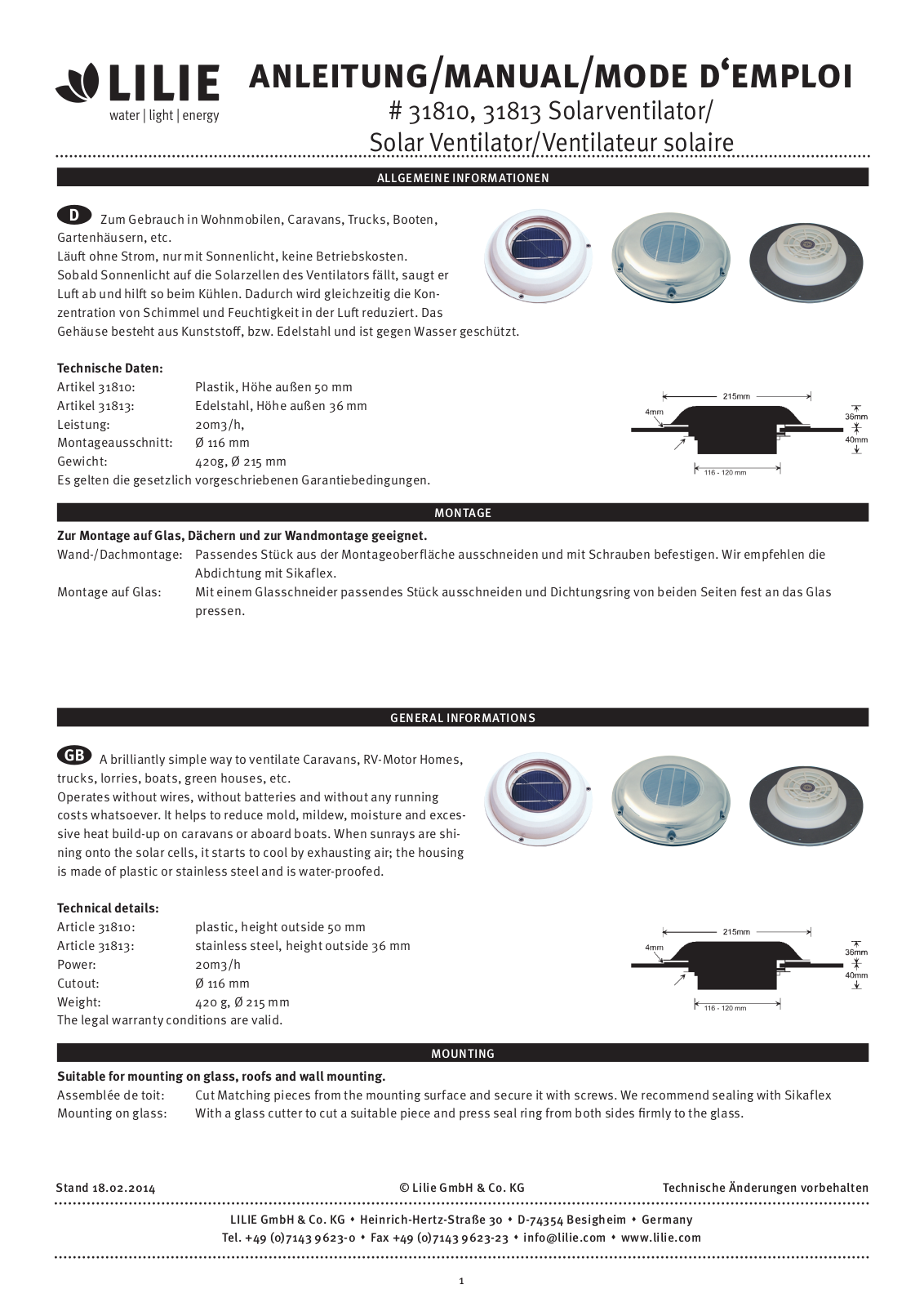 Lilie 31810, 31813 User guide - ManualMachine.com