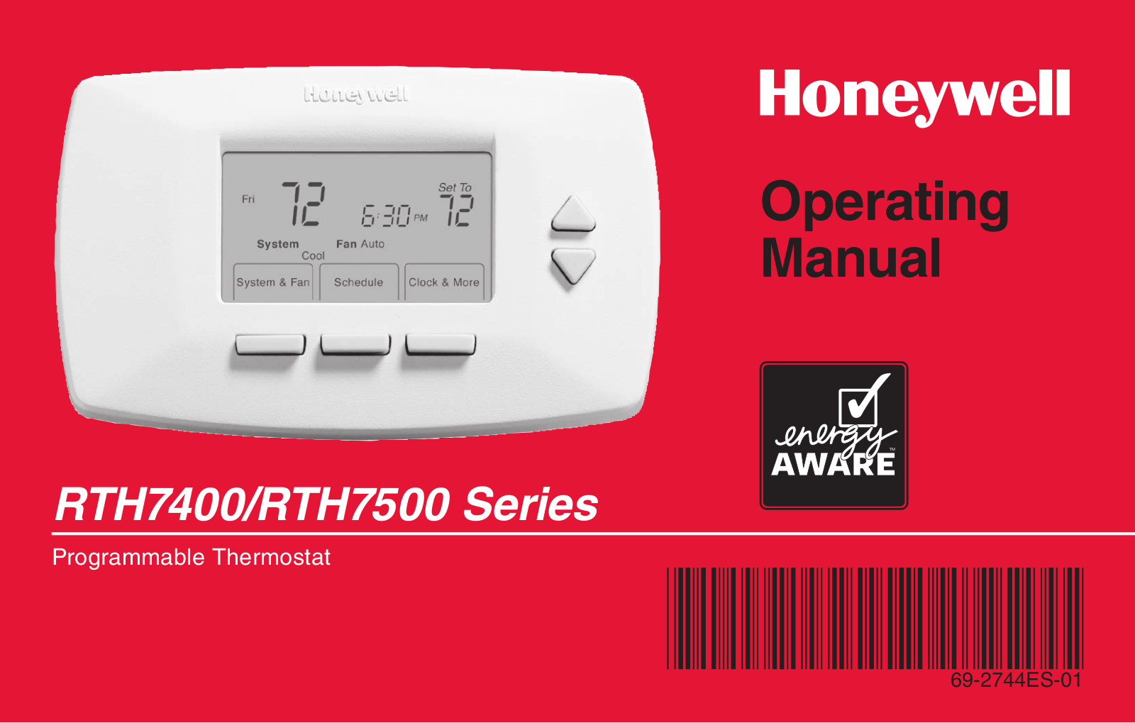 Honeywell YRTH7500D1009, RET97 Operating Manual