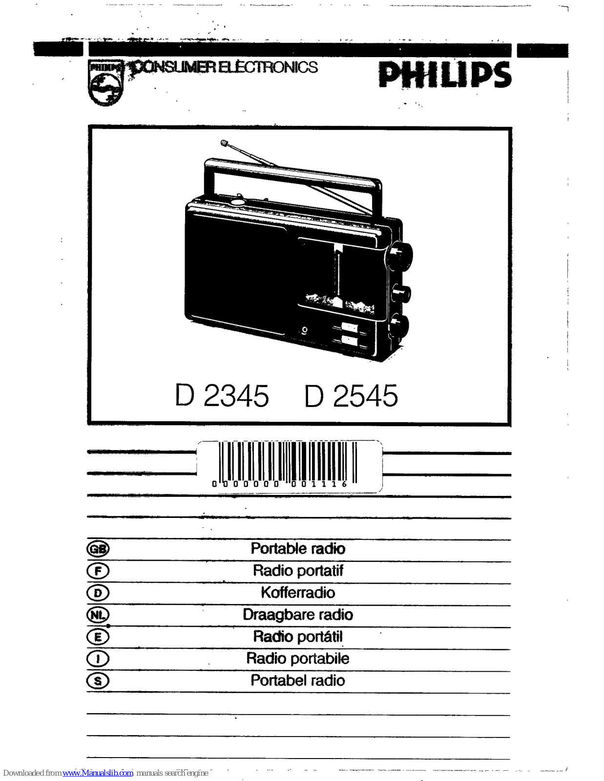 Philips D2345 - annexe 1, D 2545 User Manual