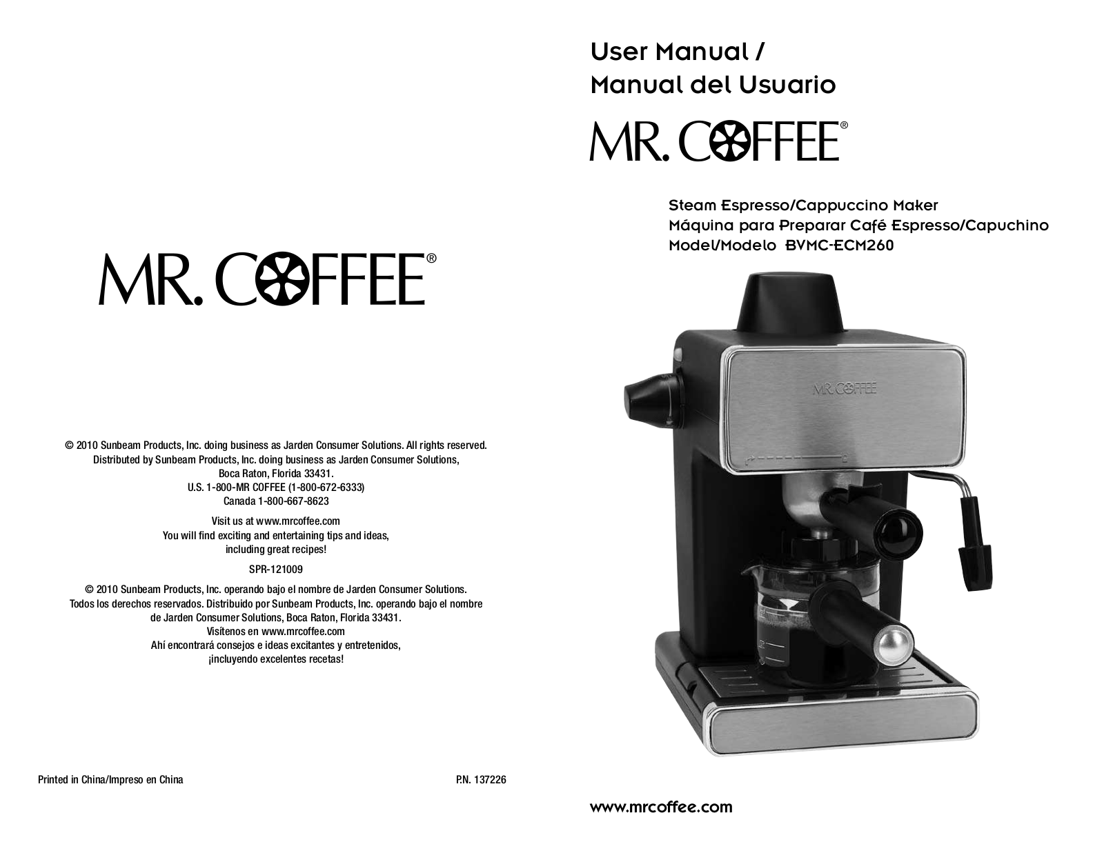 Mr. Coffee BVMC-ECM260 User Manual