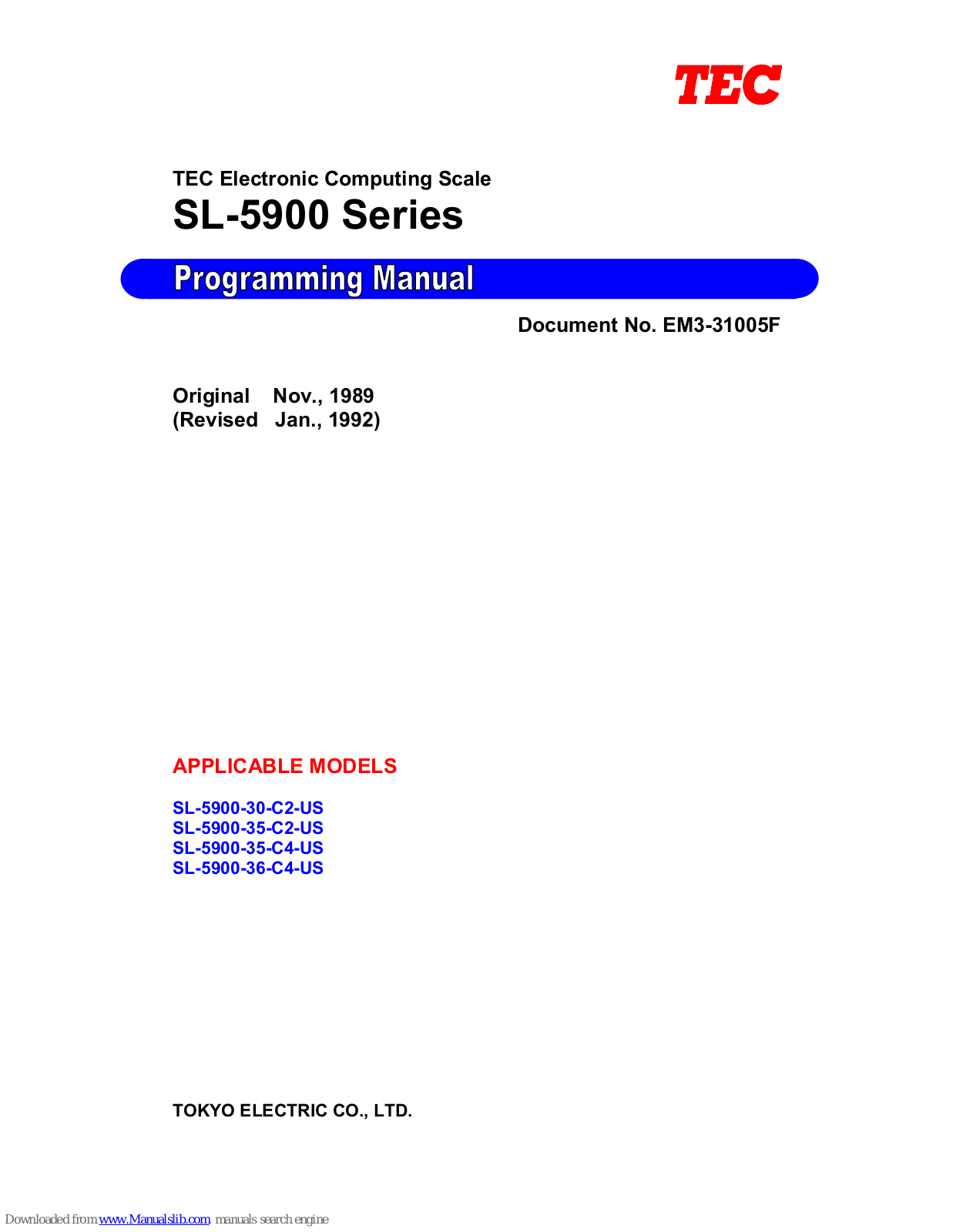 TEC SL-5900 Series Programming Manual - ManualMachine.com