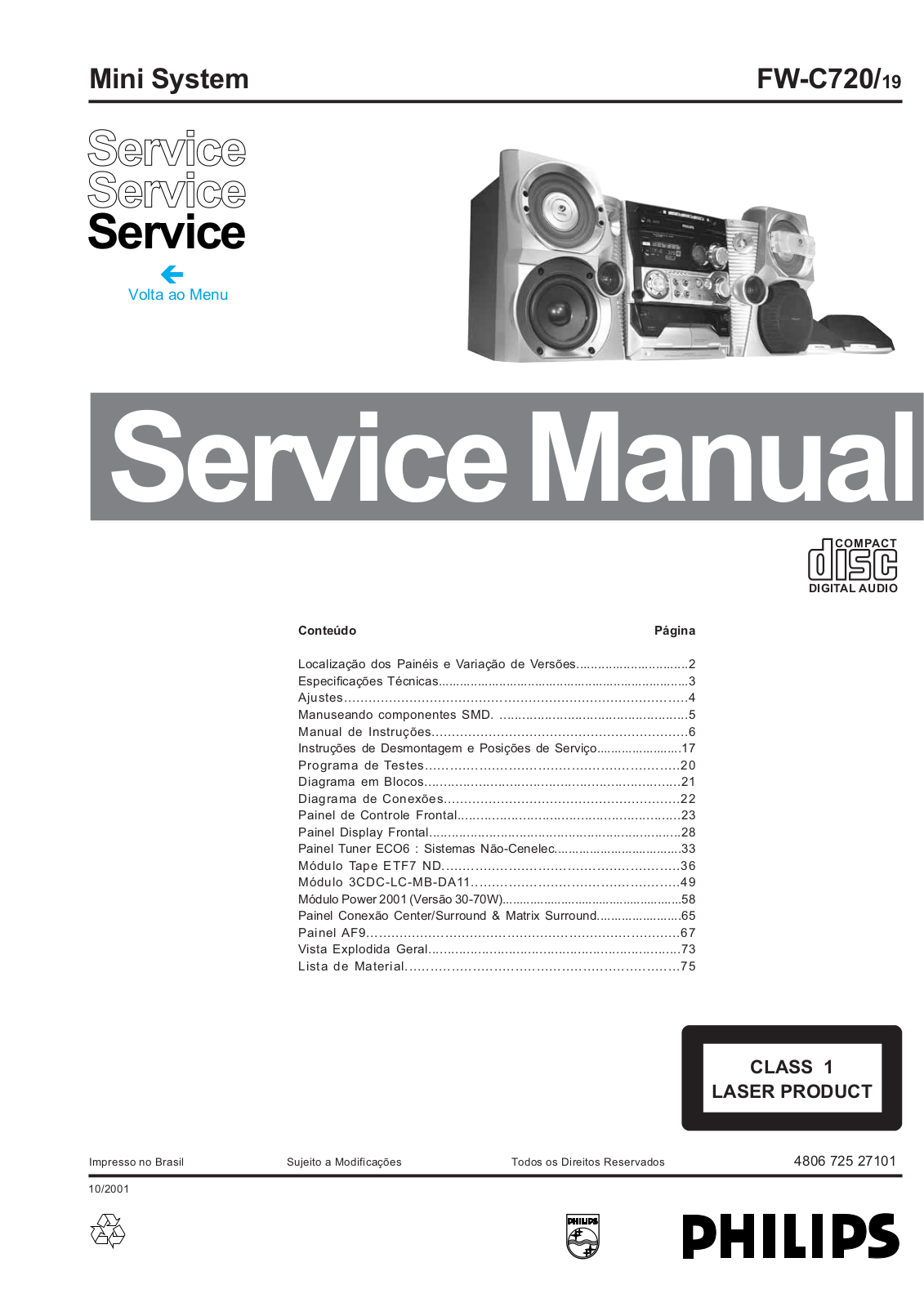 Philips FWC-720 Service Manual