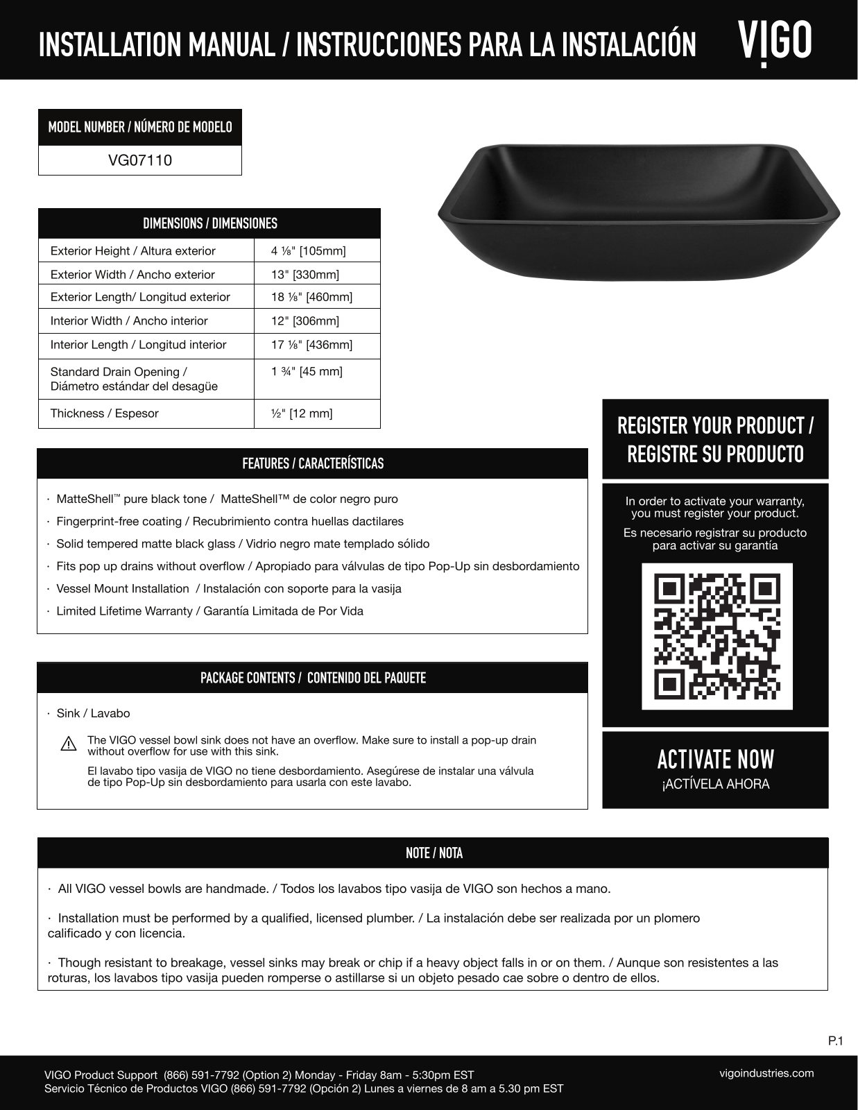 VIGO VGU10805 Specifications - ManualMachine.com