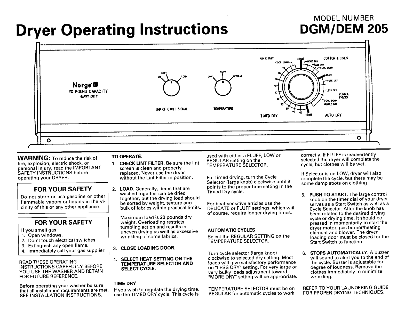 Norge DGM205A, DGM205W Installation Instructions - ManualMachine.com