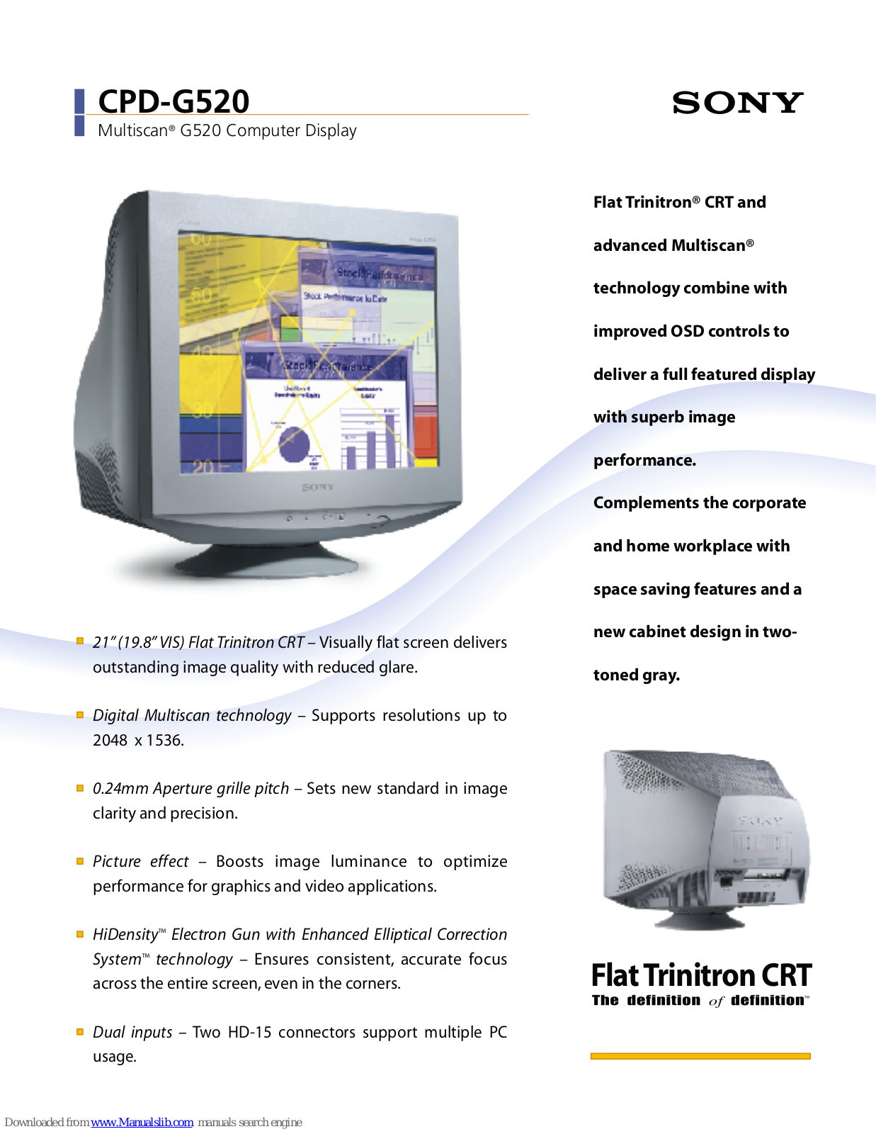 Sony CPD-G520 Marketing Specifications - ManualMachine.com