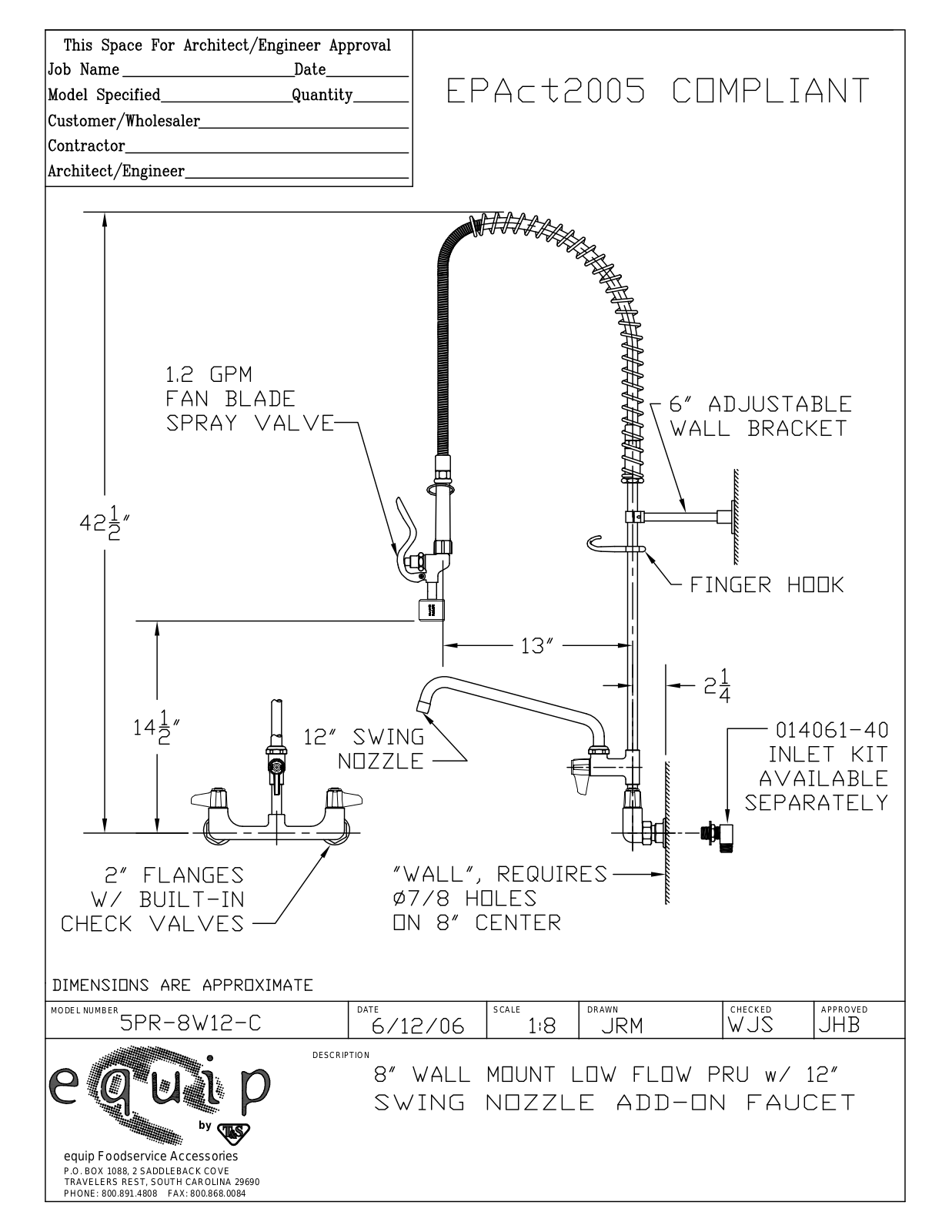 T & S Brass & Bronze Works 5Pr-8W12-C General Manual