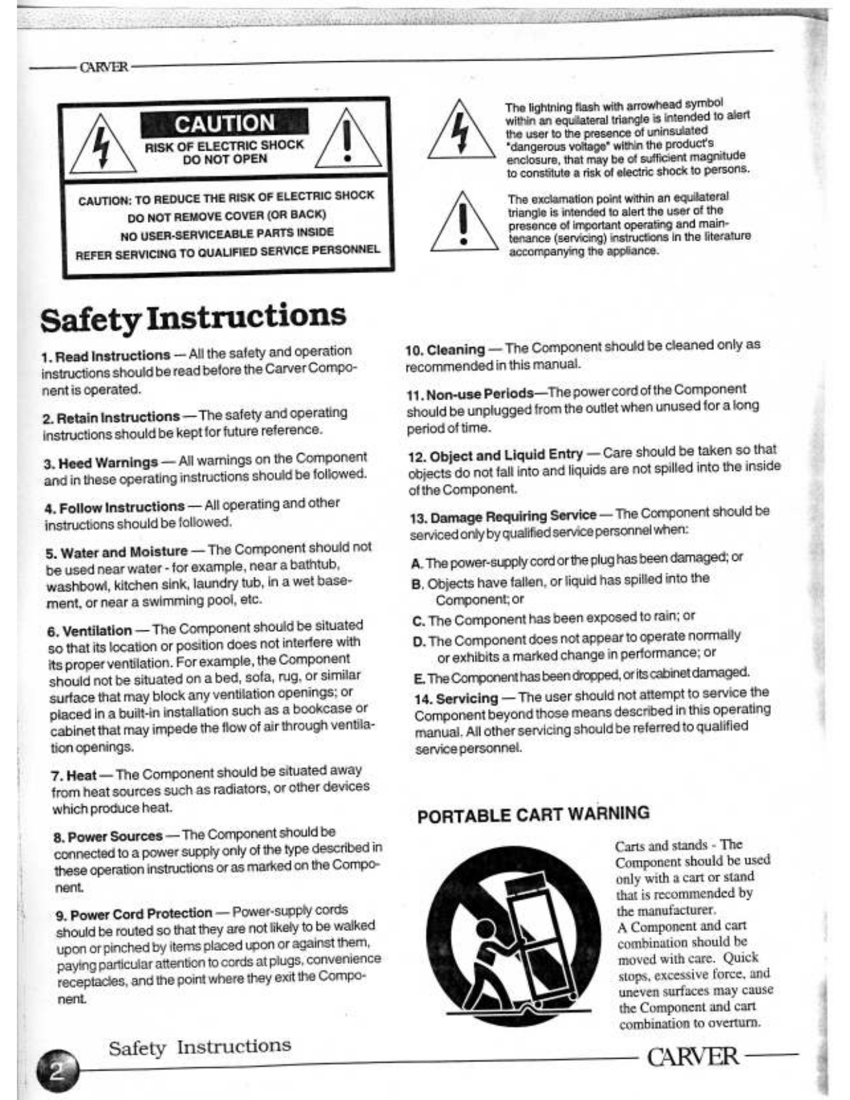 Carver C-1000-A Owners manual