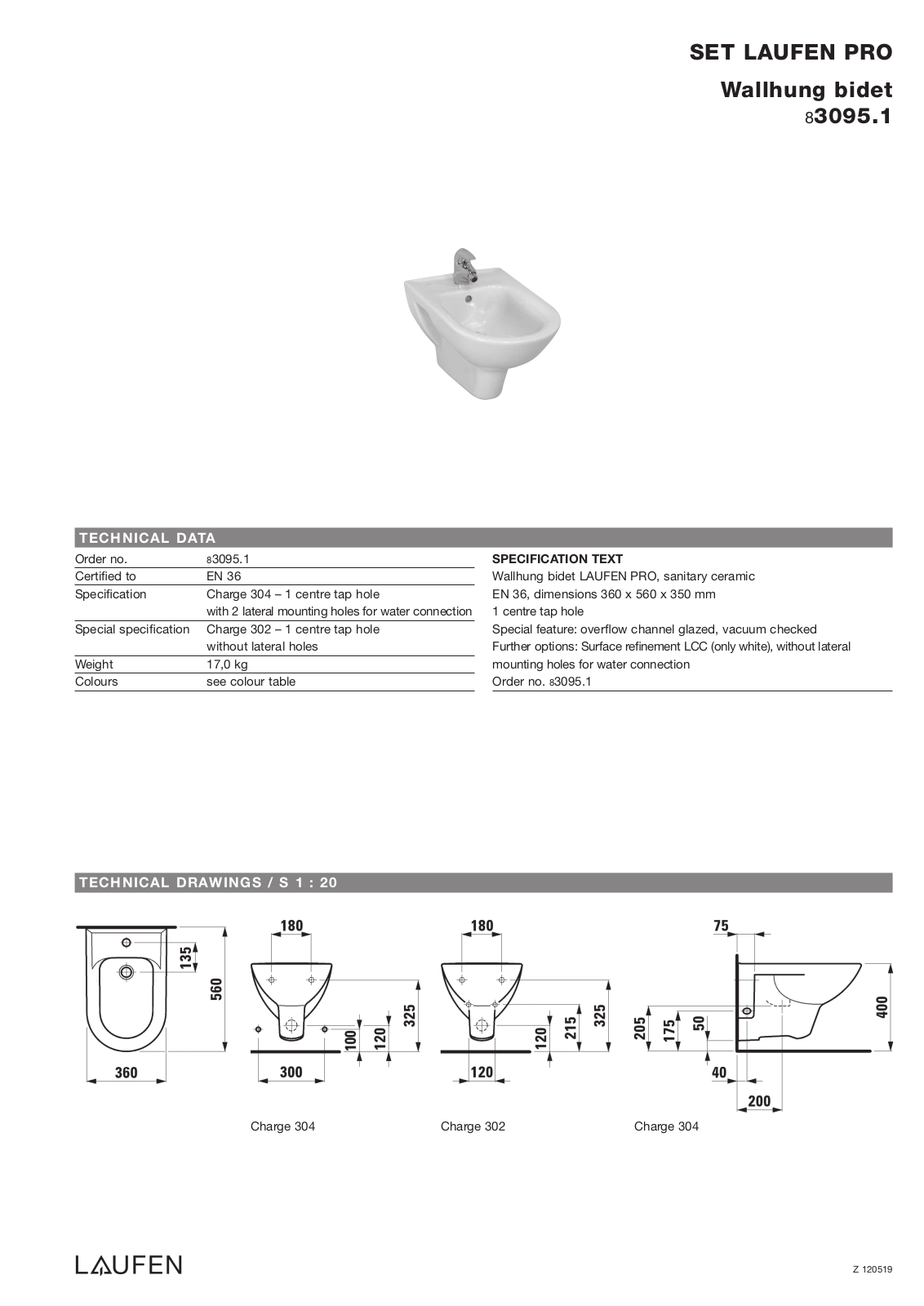 Laufen 8.3095.1 Datasheet