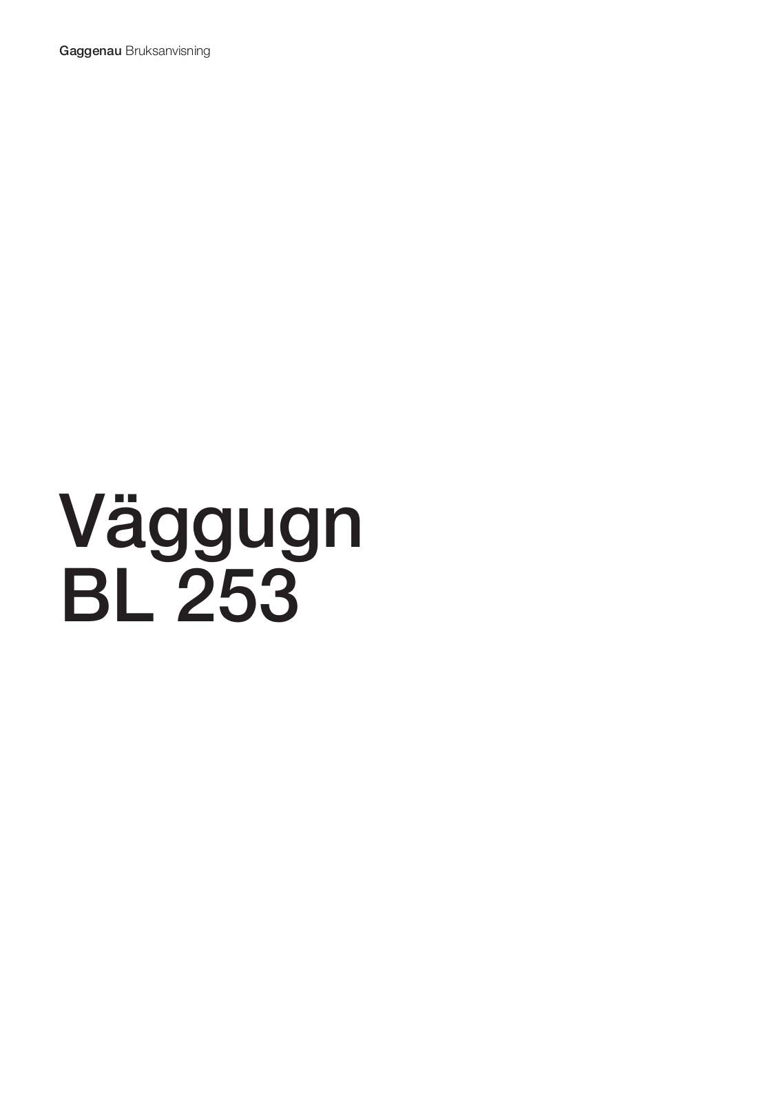 Gaggenau BL253110 User Manual