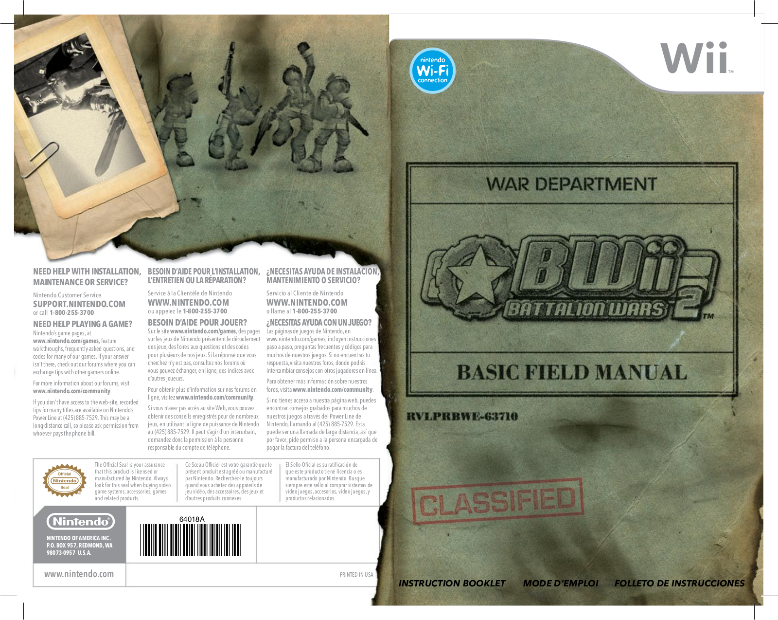 NINTENDO Wii Battalion Wars 2 User Manual