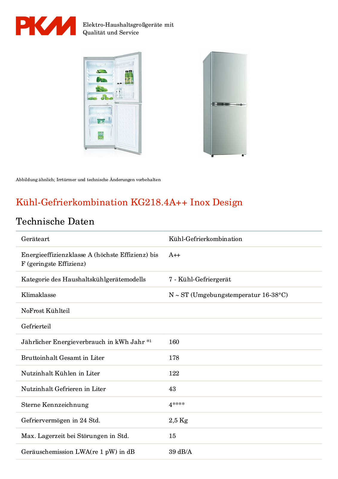 Wolkenstein KG218.4A++ Inox Design Service Manual