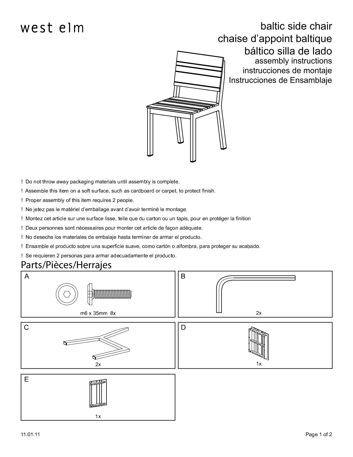 West Elm Baltic Dining Chair Assembly Instruction