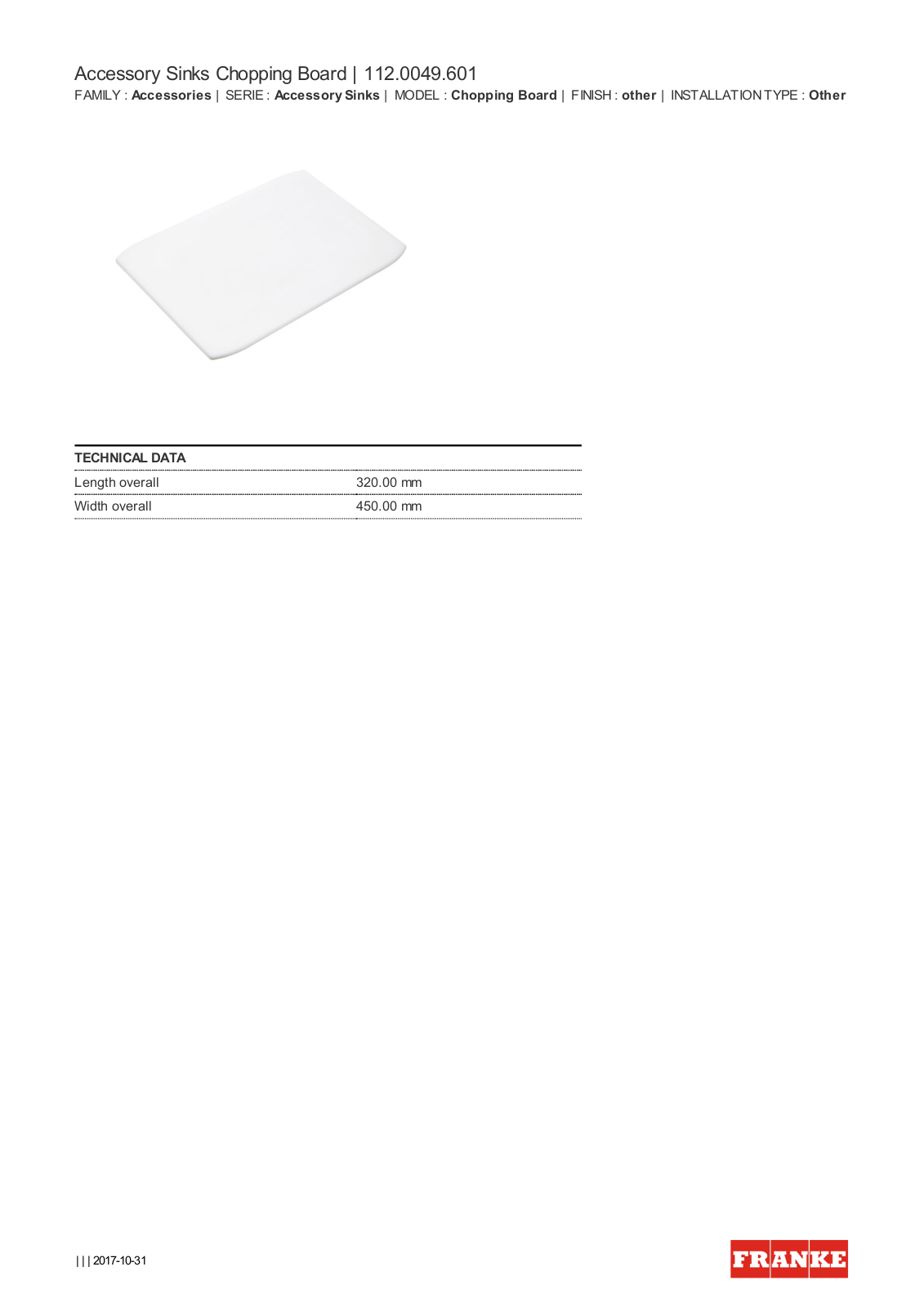 Franke CB601 Datasheet