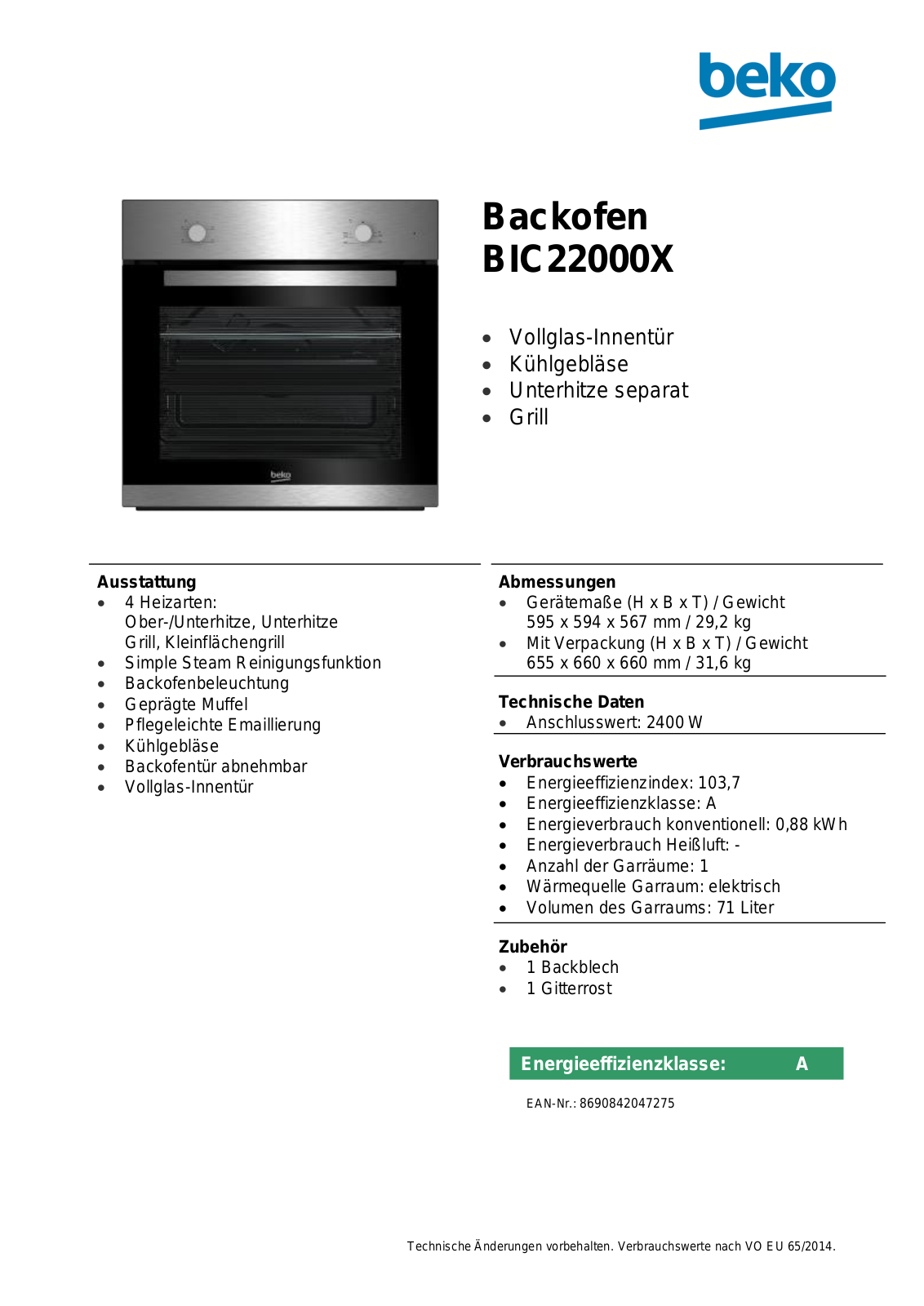 BEKO BIC 22000X operation manual