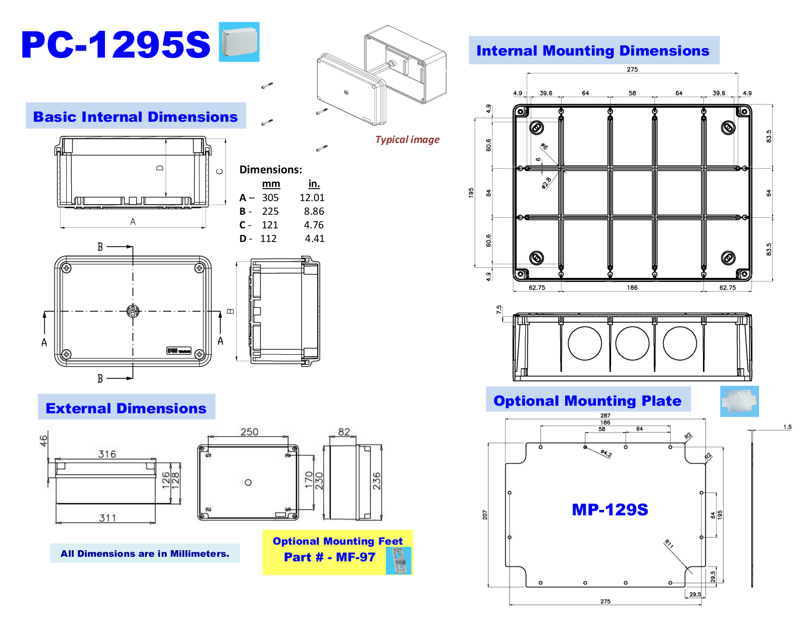 Iboco PC-1295S Dimensional Sheet