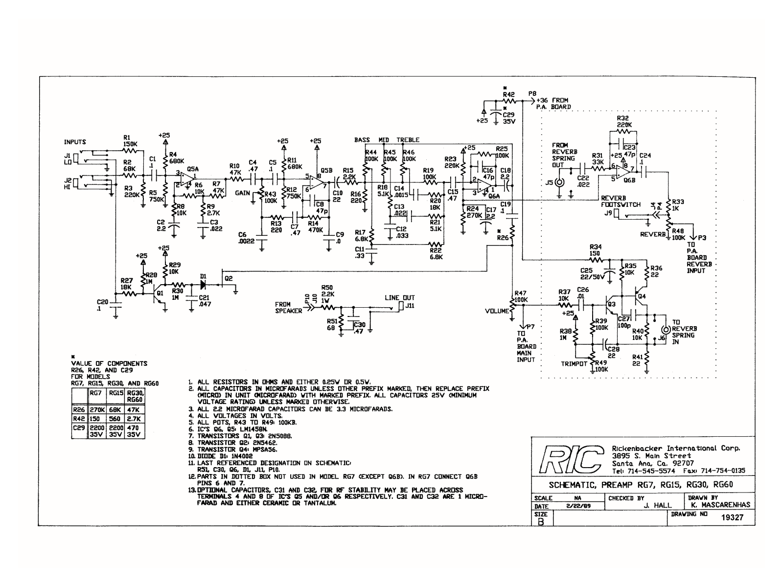 Rickenbacker rg60, rg7 schematic - ManualMachine.com