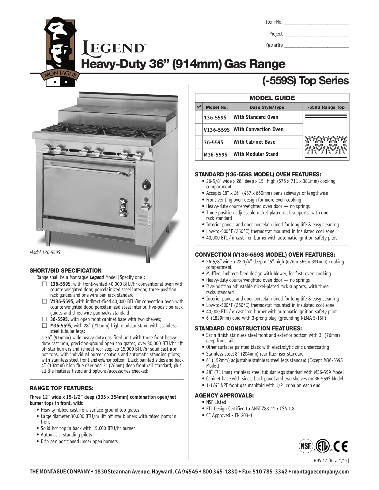 Montague 136-559S User Manual