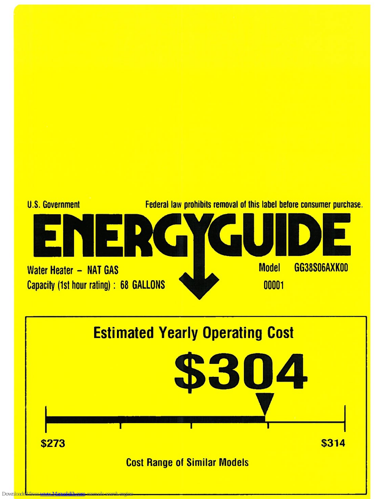 GE GG38S06AXK Energy Manual