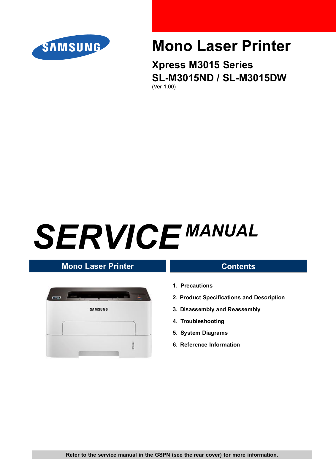 Samsung SL-M3015DW, SL-M3015ND, M3015 Service Manual