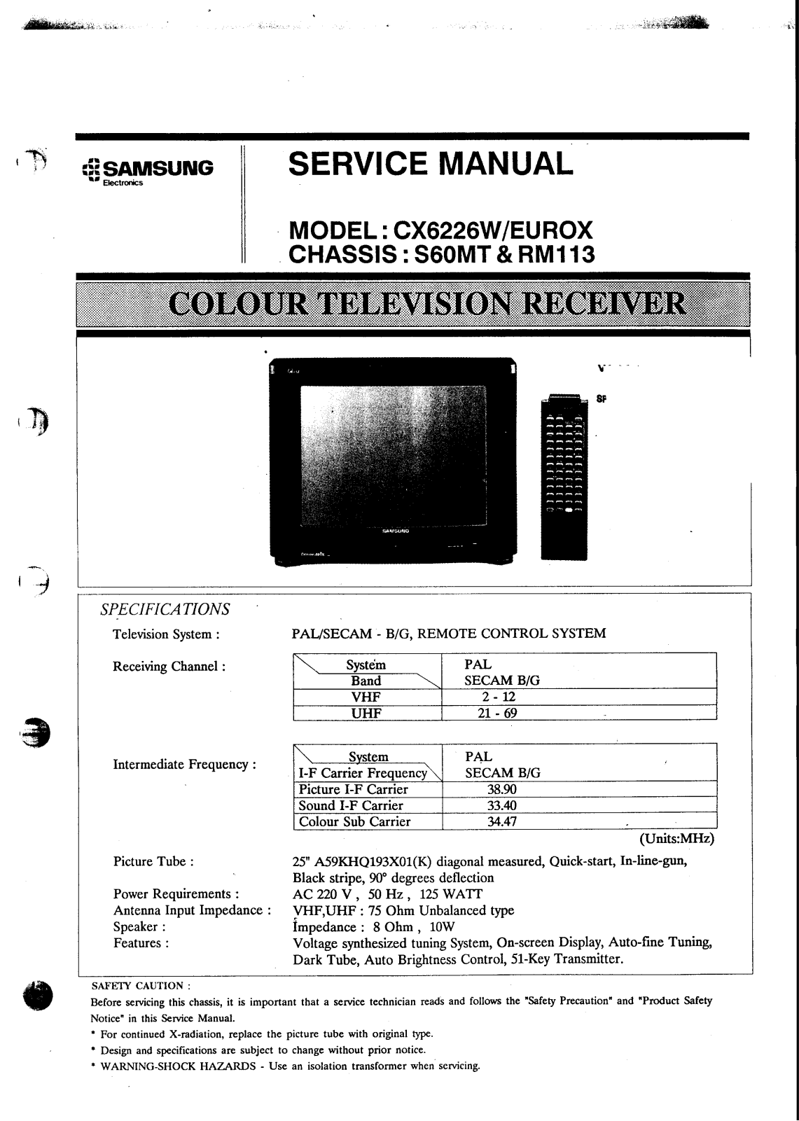 Samsung CX6226W Schematic