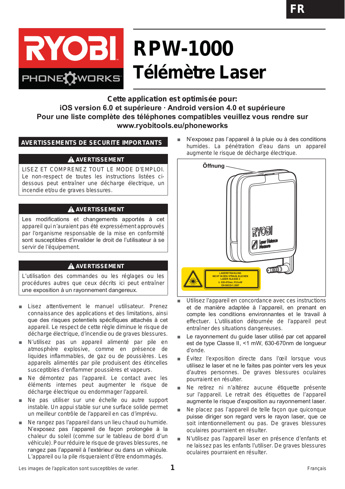 Ryobi RPW-1000 User manual