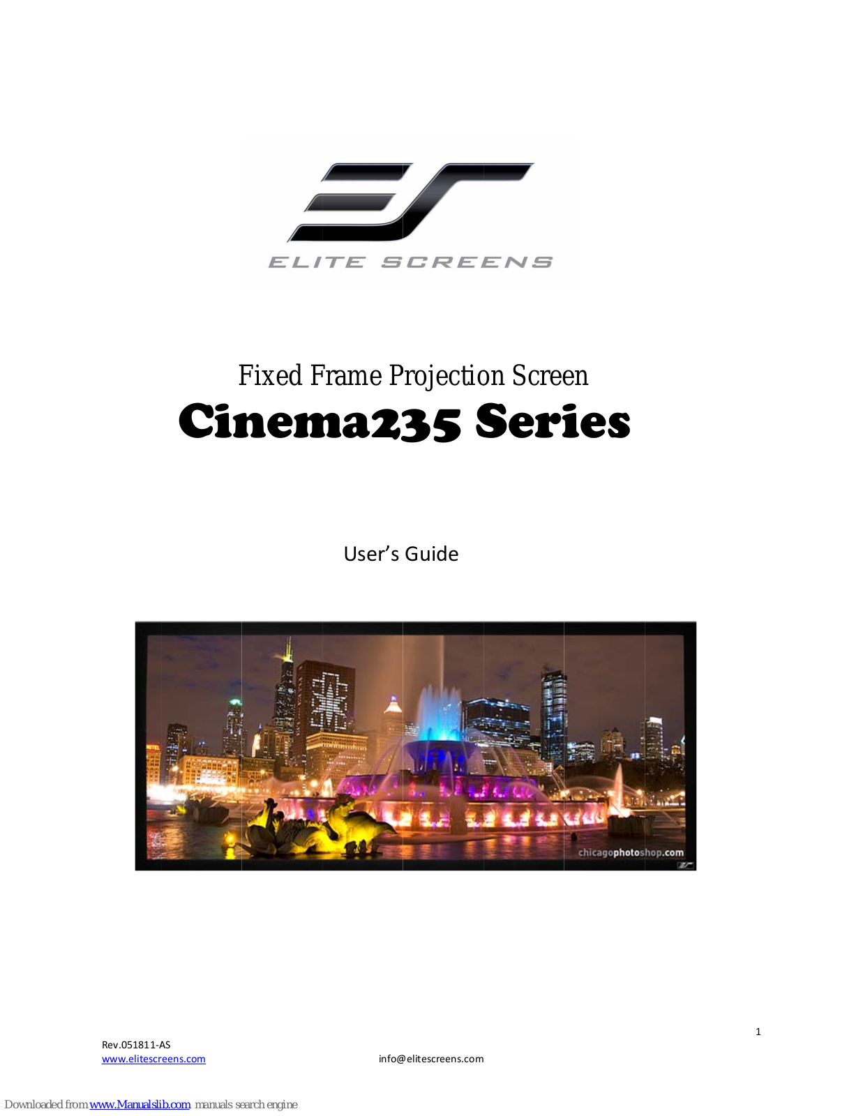 Elite Screens Cinema235 Series, R85H-WIDE, R96H-WIDE, R103H-WIDE, R115H-WIDE User Manual