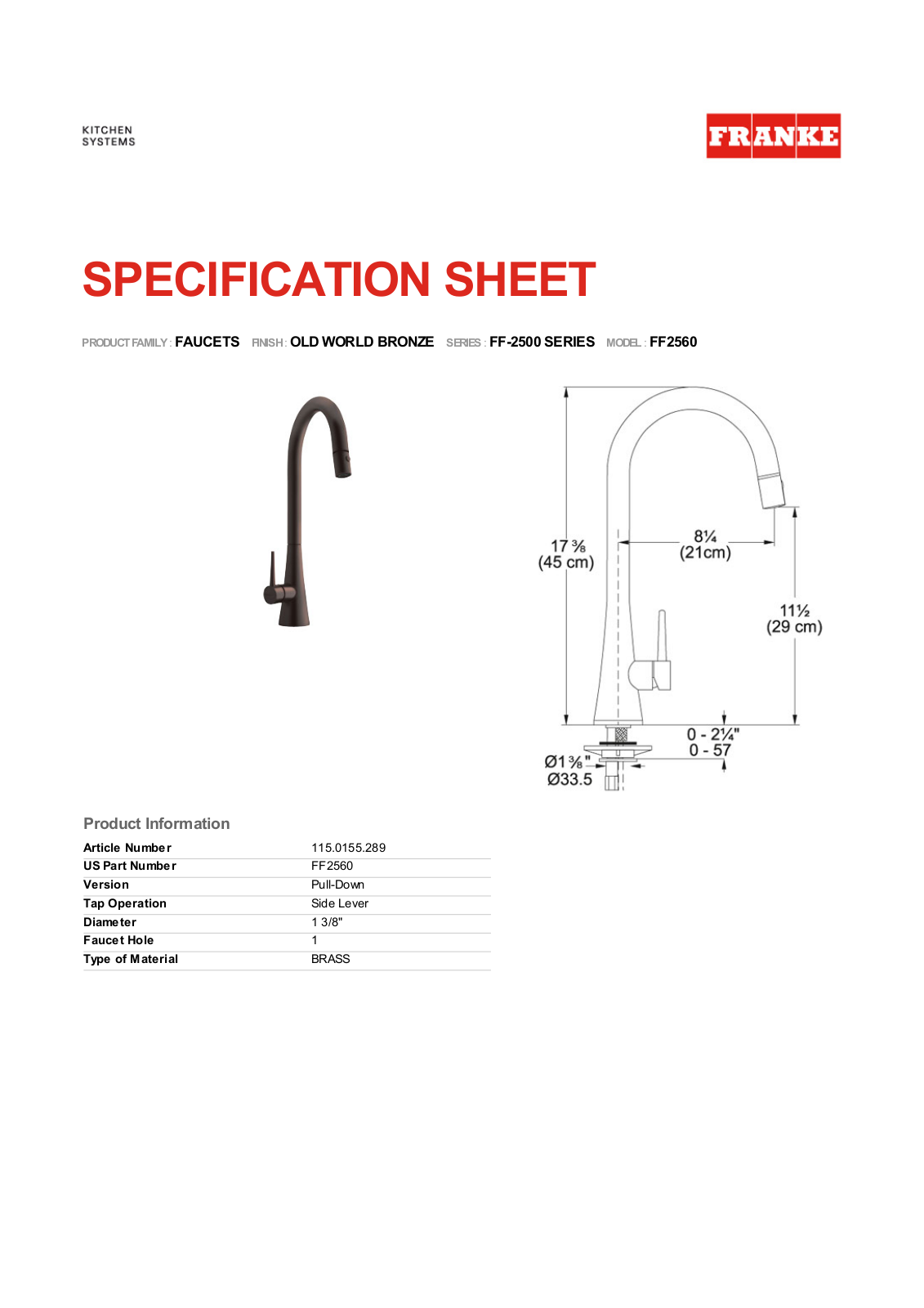 Franke Foodservice FF2560 User Manual