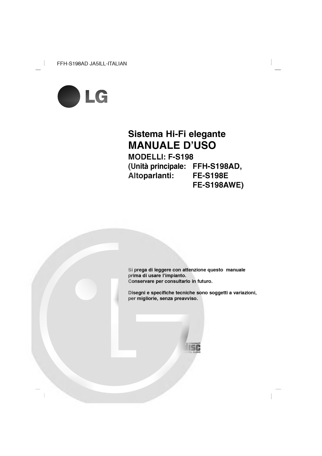 LG FFH-S198AD User Manual