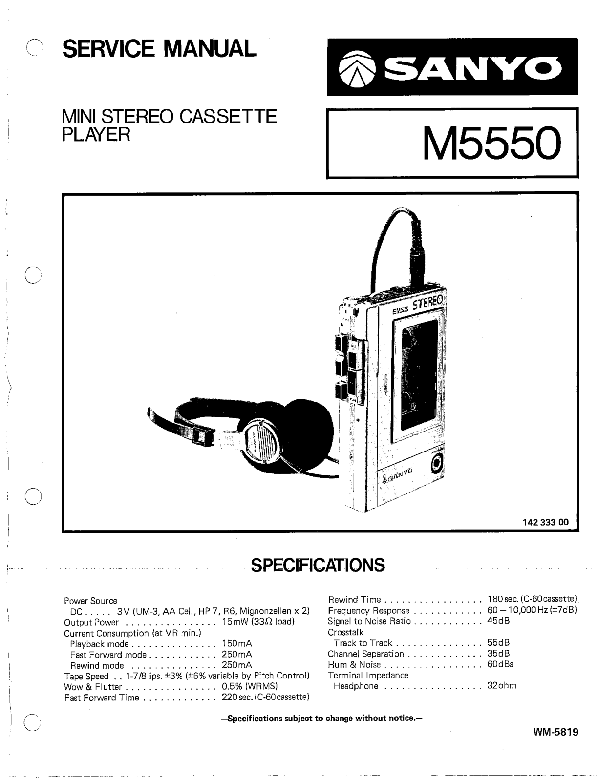 Sanyo M-5550 Service manual