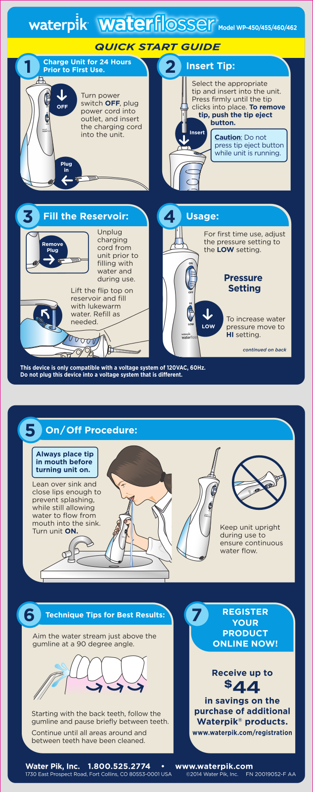 Waterpik WP-462, WP-450, WP-460, WP-455 User Manual