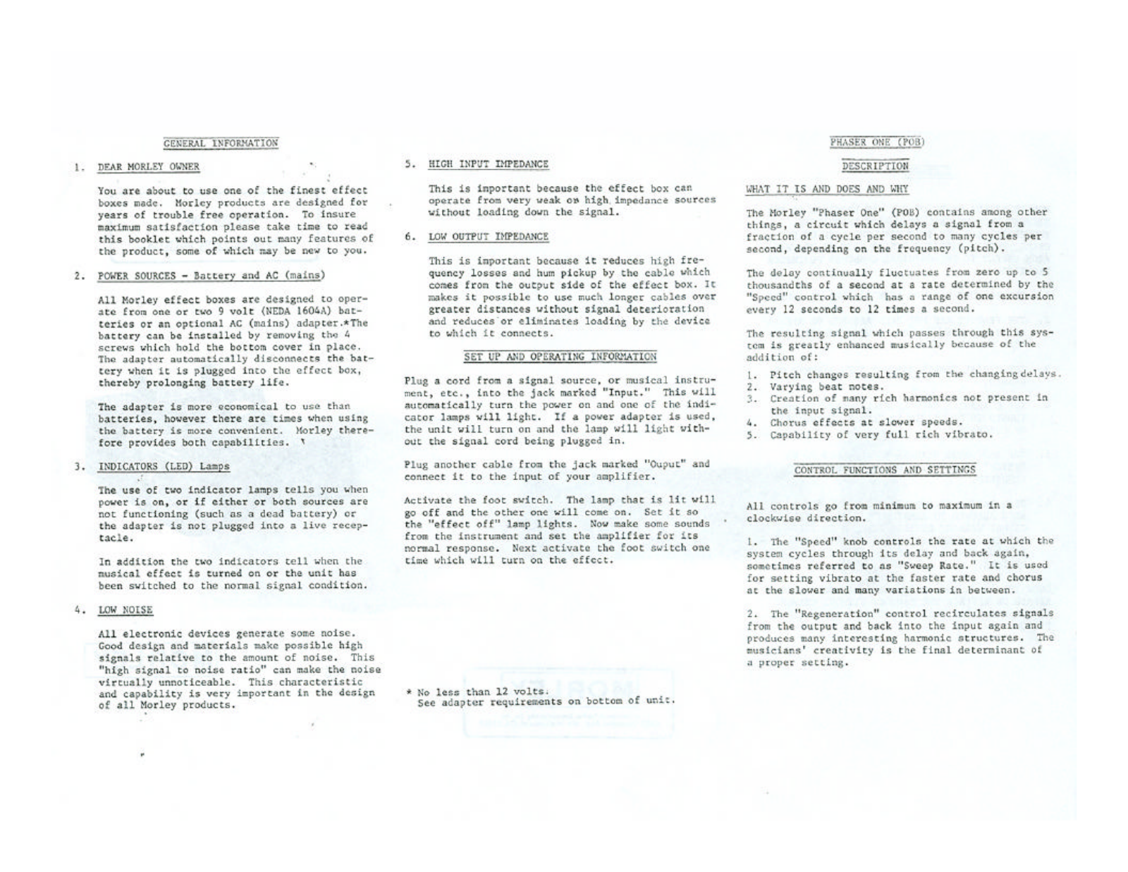 Morley Pedals POB2 User Manual