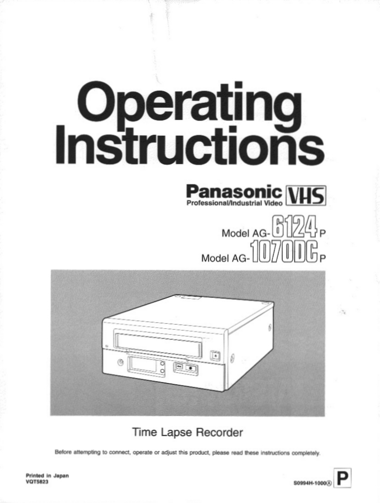 Panasonic AG-1070DCP User Manual