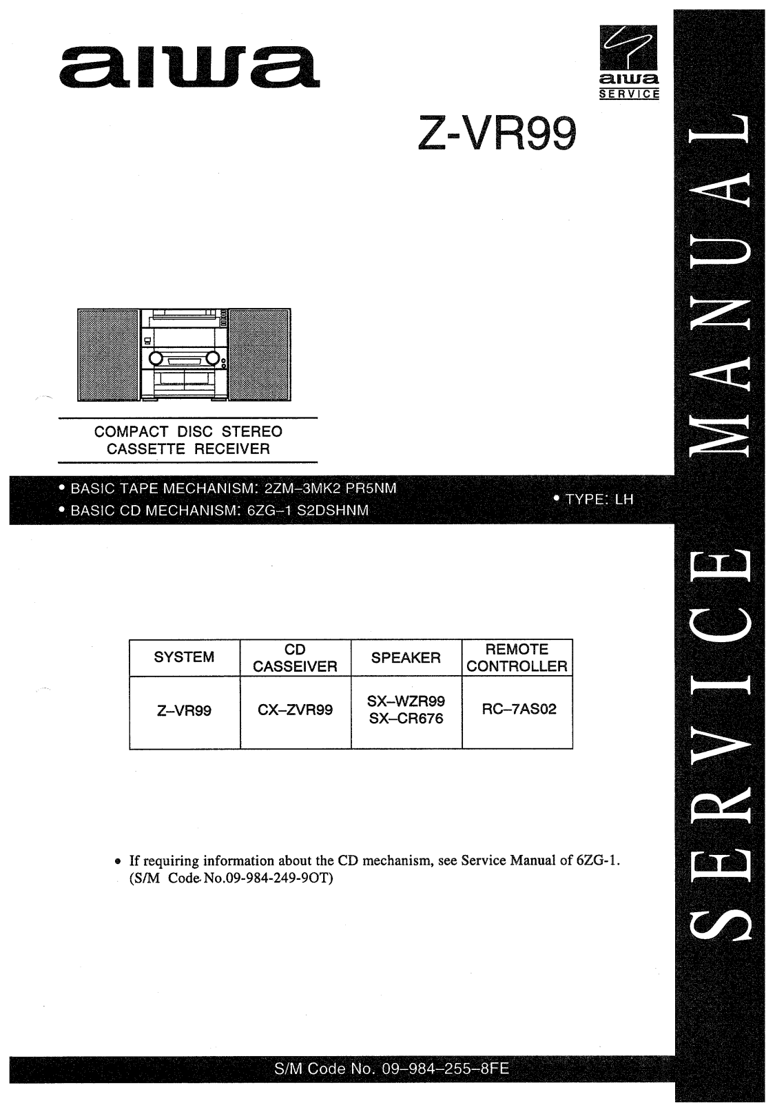 Aiwa ZVR-99 Service manual