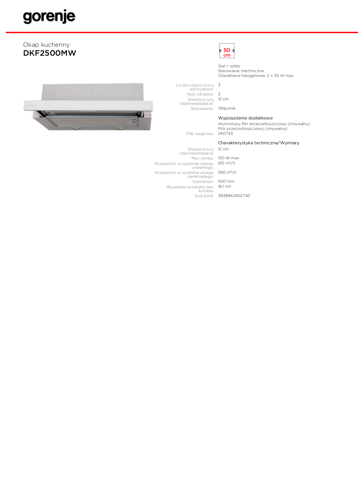 Gorenje DKF2500MW DATASHEET