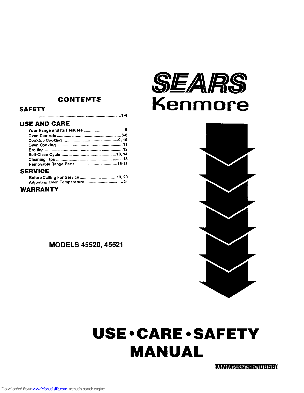 Kenmore 45520, 45521 Use, Care, Safety Manual - ManualMachine.com