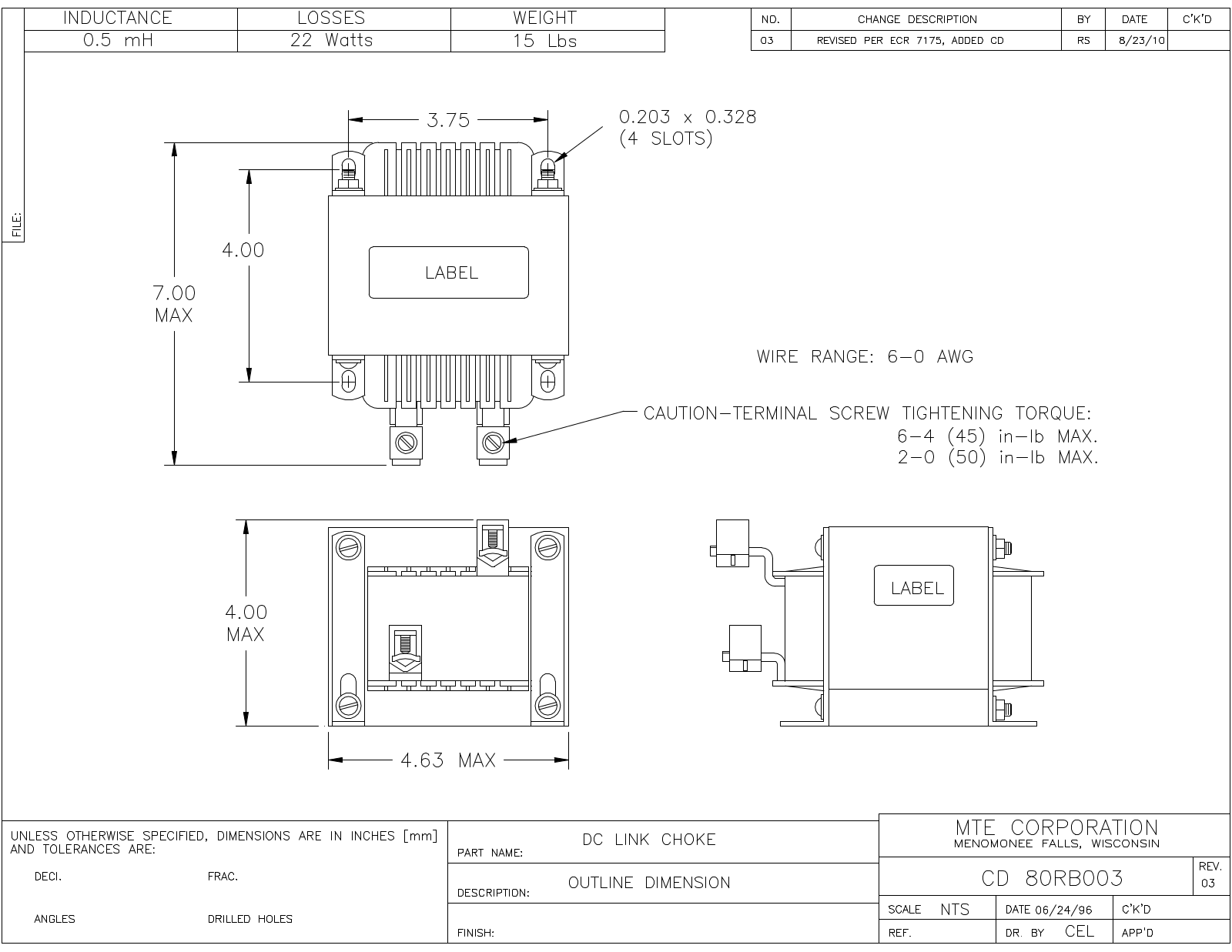 MTE CD 80RB003 CAD Drawings