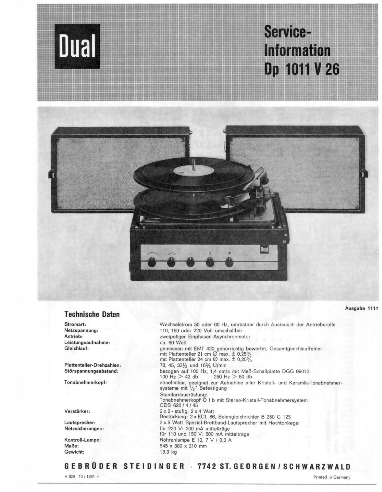 Dual DP-1011-V-26 Service manual