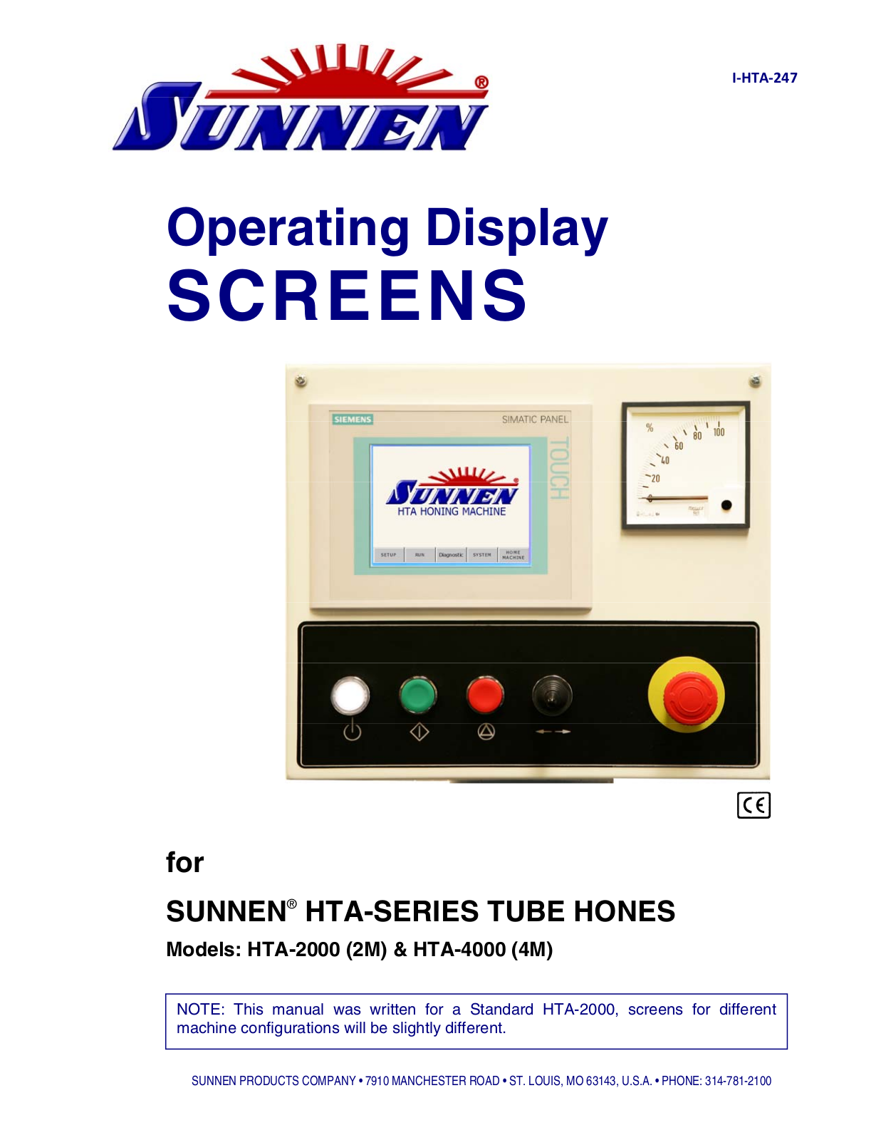 Sunnen HTA-2000 (2M), HTA-4000 (4M) User Manual