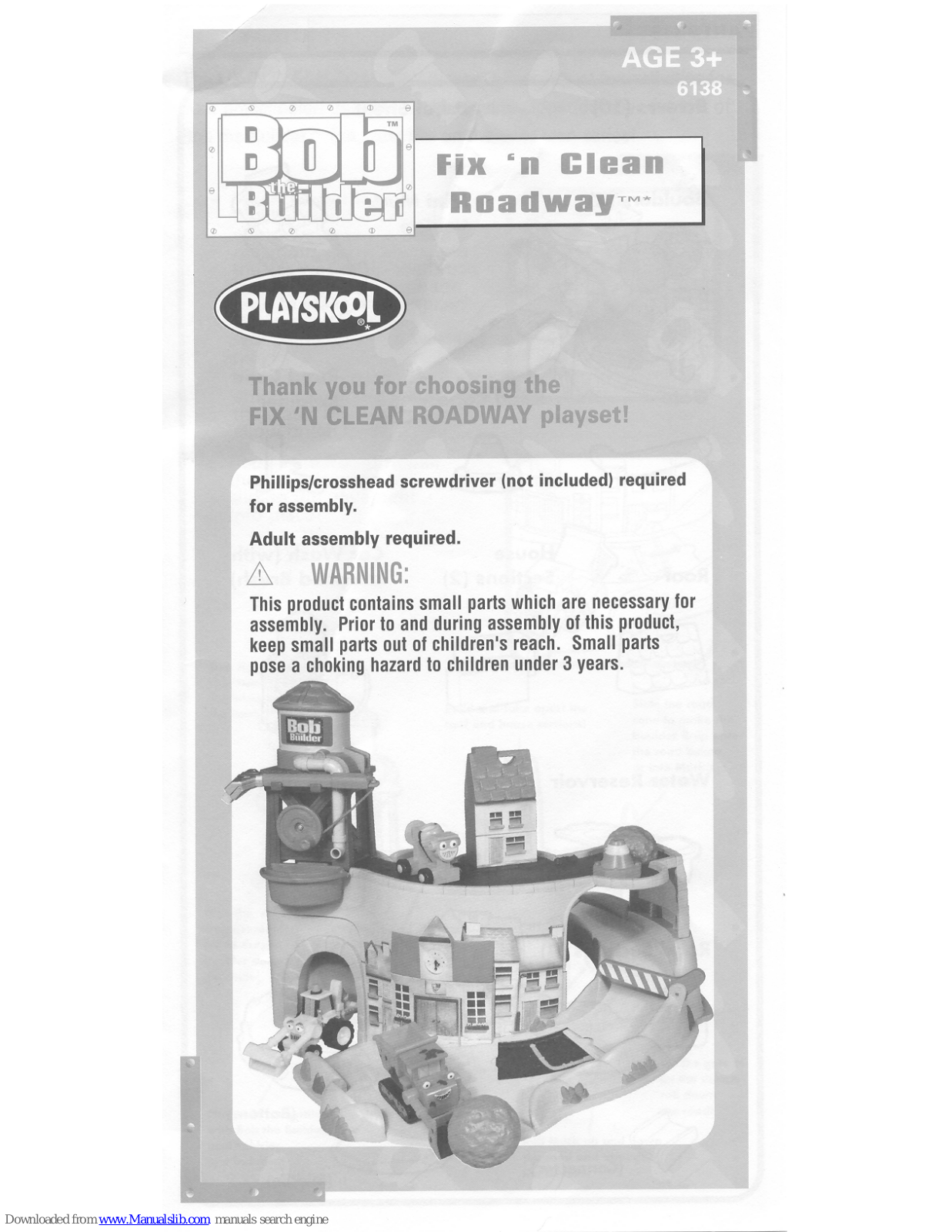 Playskool Bob the Builder Fix 'n Clean Roadway 6138 Instruction Manual