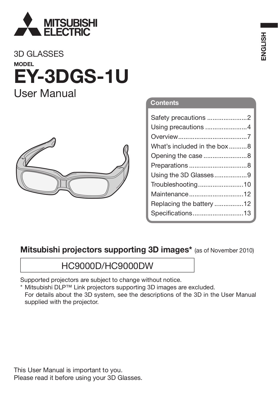 MITSUBISHI EY-3DGS-1U User Manual