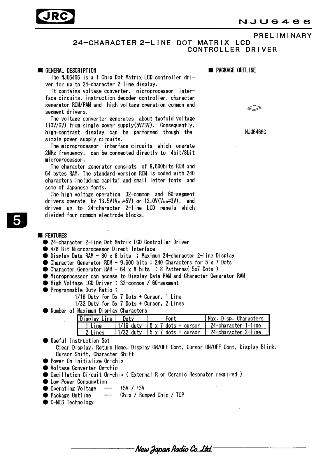 JRC NJU6466CH Datasheet