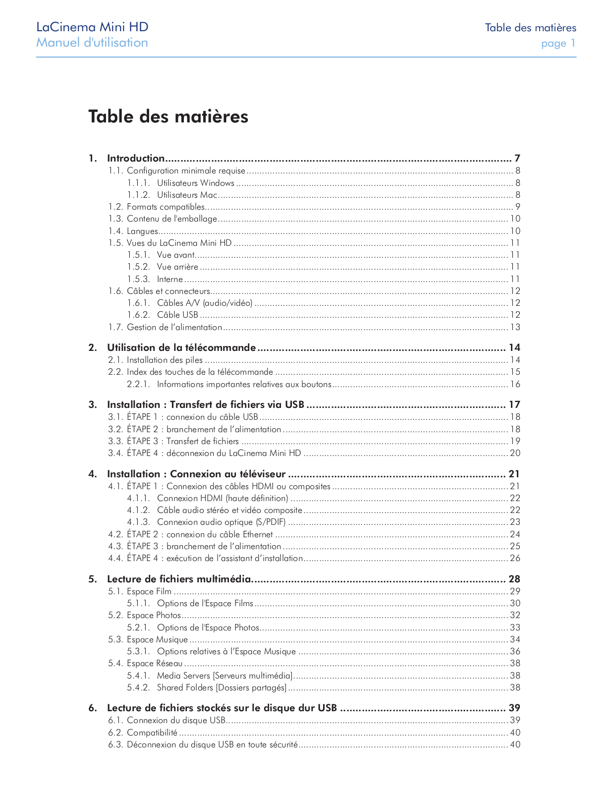 LACIE LaCinema Mini HD User Manual