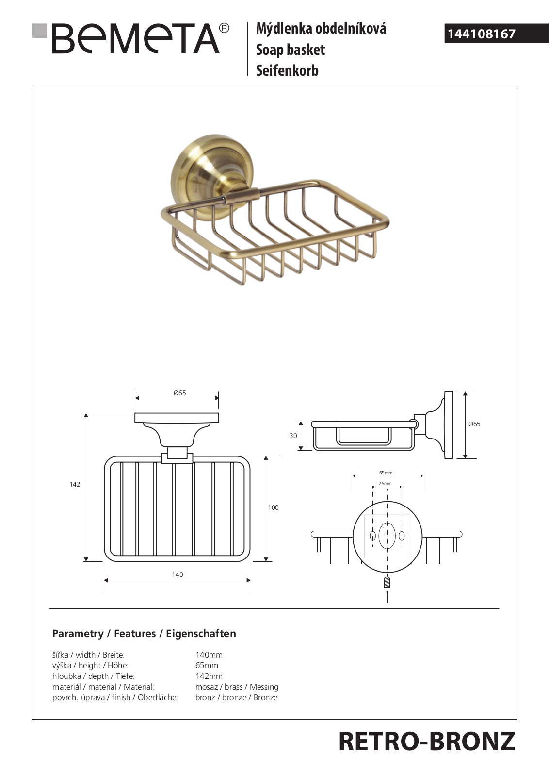 Bemeta RETRO - BRONZ 144108167 User guide